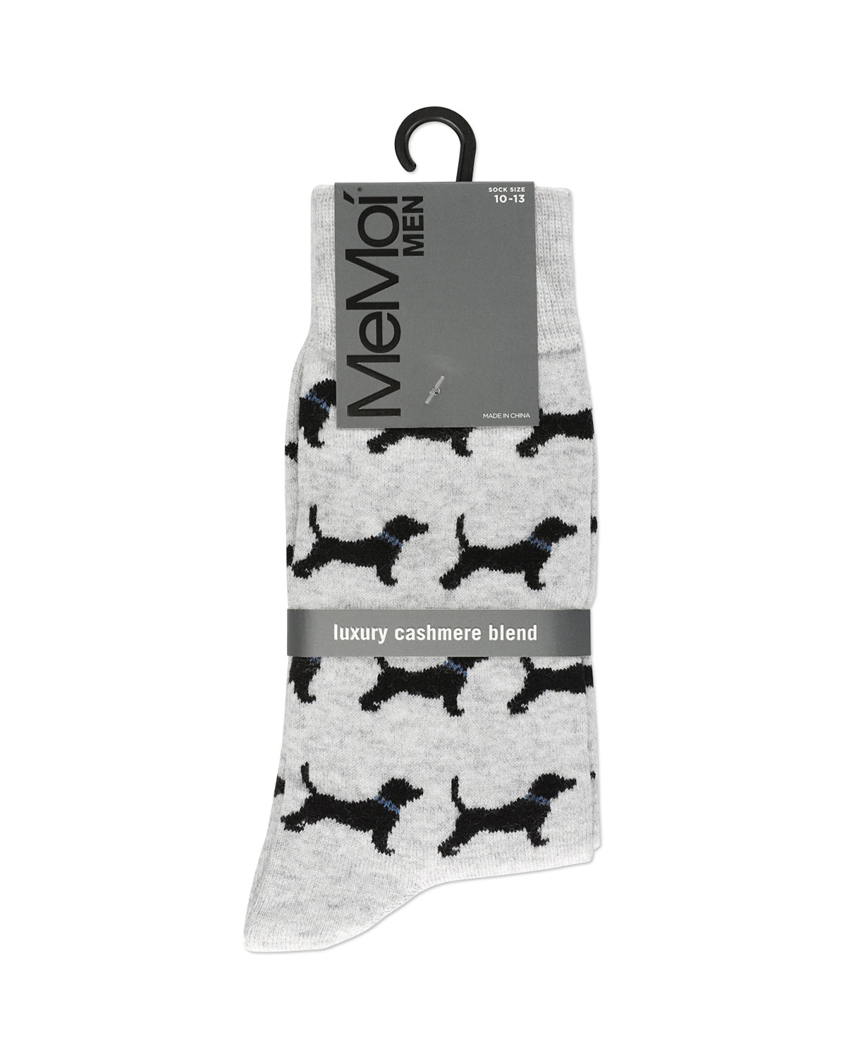 Men's Black Labrador Retriever Luxuriously Soft Cashmere Crew Socks : Color: Light Gray Heather