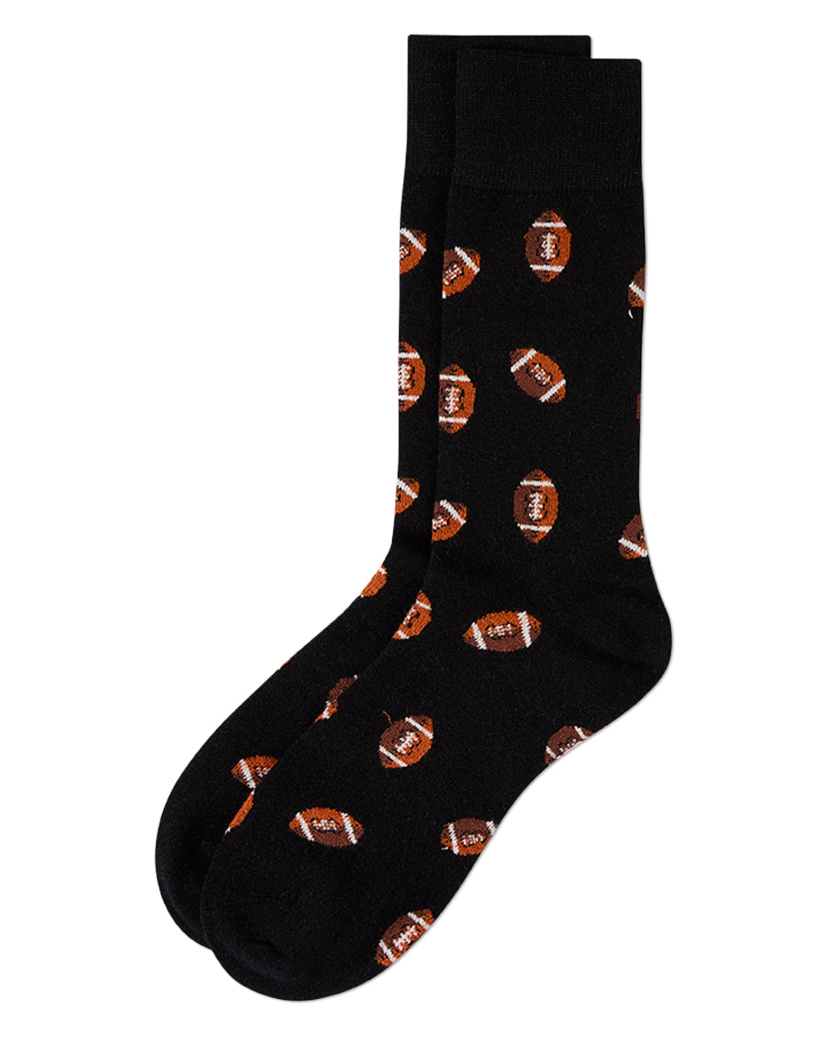 Men's Football Themed Cashmere Blend Novelty Crew Sock : Color: Black