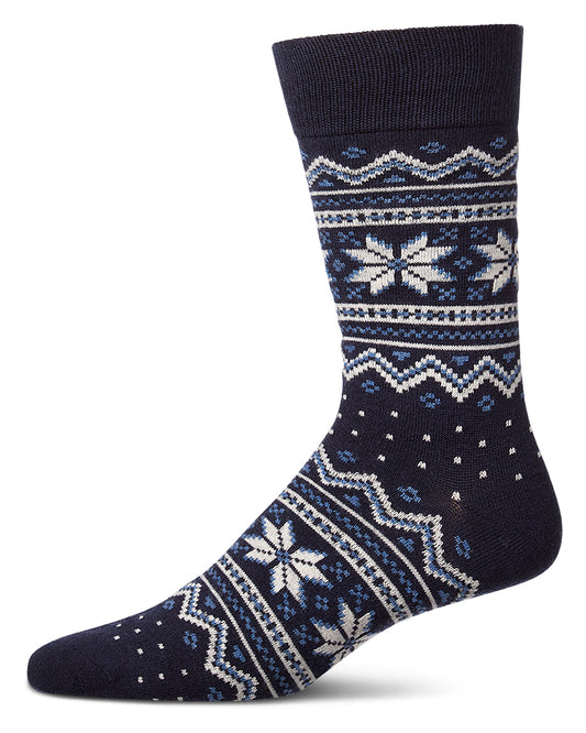 Men's Snowflake Fairisle-Patterned Cashmere-Blend Crew Sock