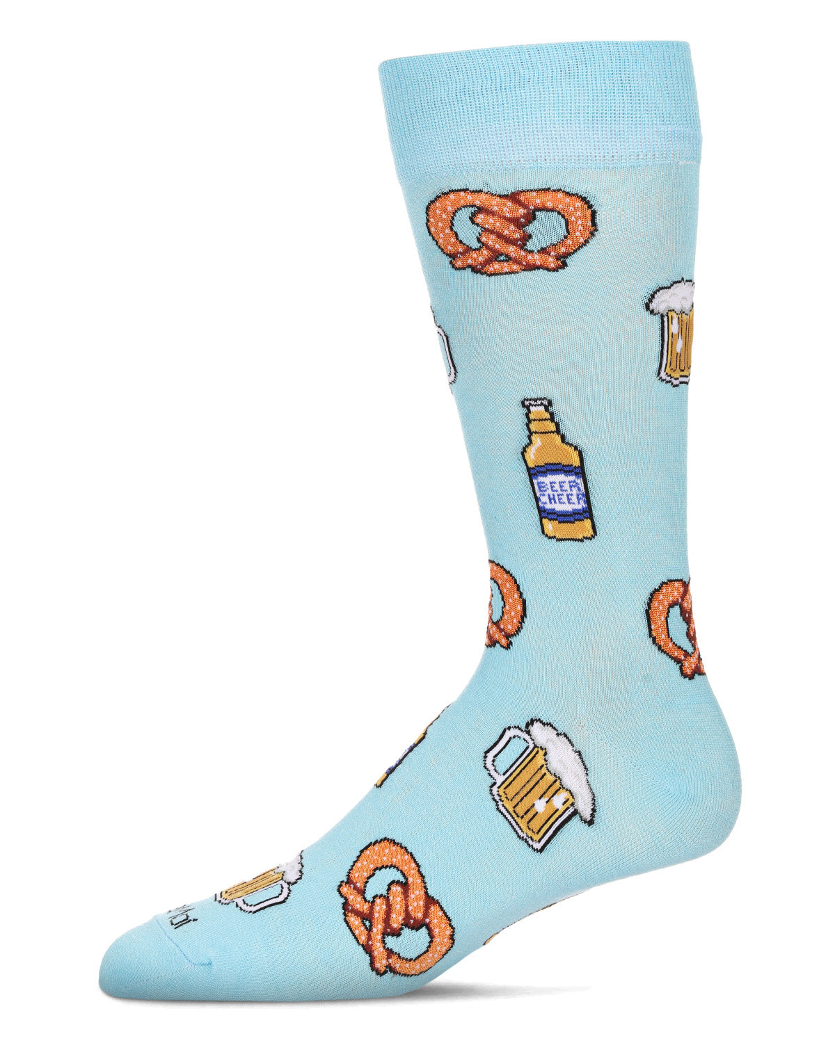 Men's Beer & Pretzels Bamboo Crew Socks : Color: Blue Topaz