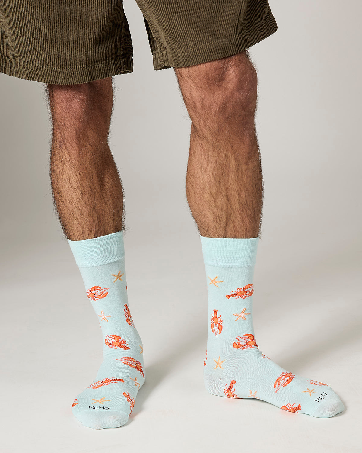 Men's Lobster Rayon From Bamboo Crew Socks : Color: Aqua