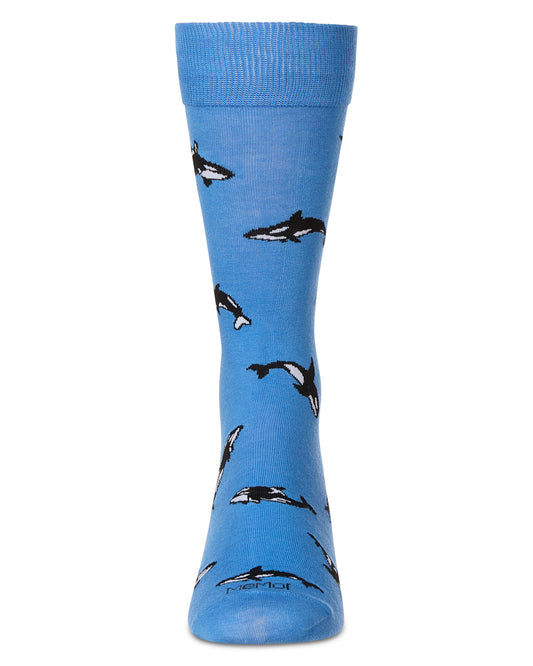 Men's Whales Rayon From Bamboo Crew Socks : Color: Azure