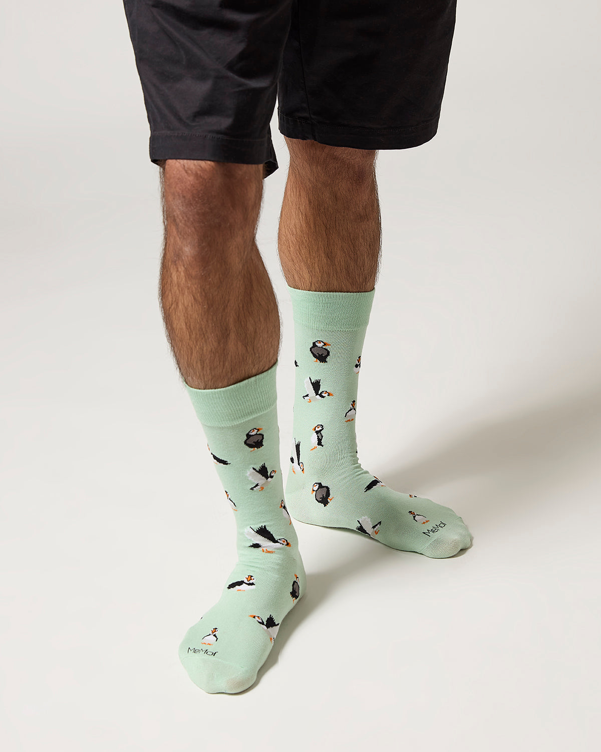 Men's Puffin Birds Rayon from Bamboo Crew Socks : Color: Mint