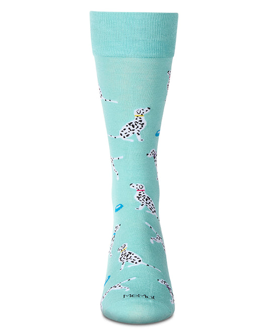 Men's Dalmatian-Themed Rayon Blend Novelty Crew Sock : Color: Capri Breeze
