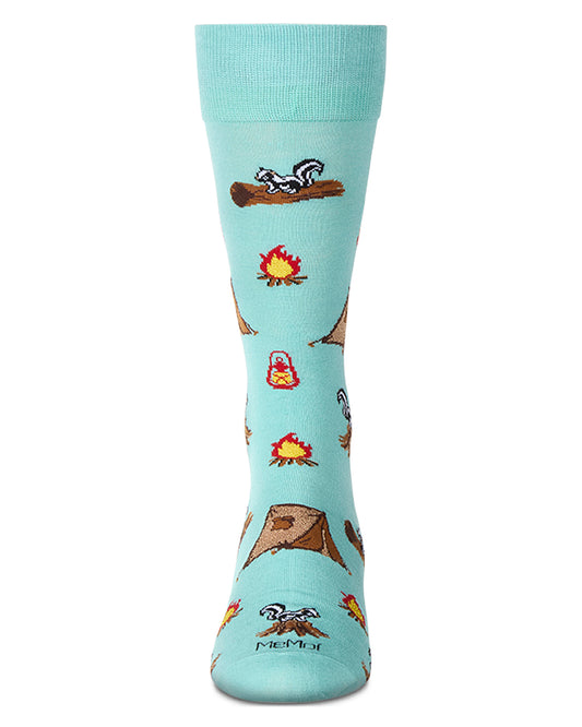 Men's "Stinky Campsite" Rayon Blend Novelty Crew Sock : Color: Capri Breeze