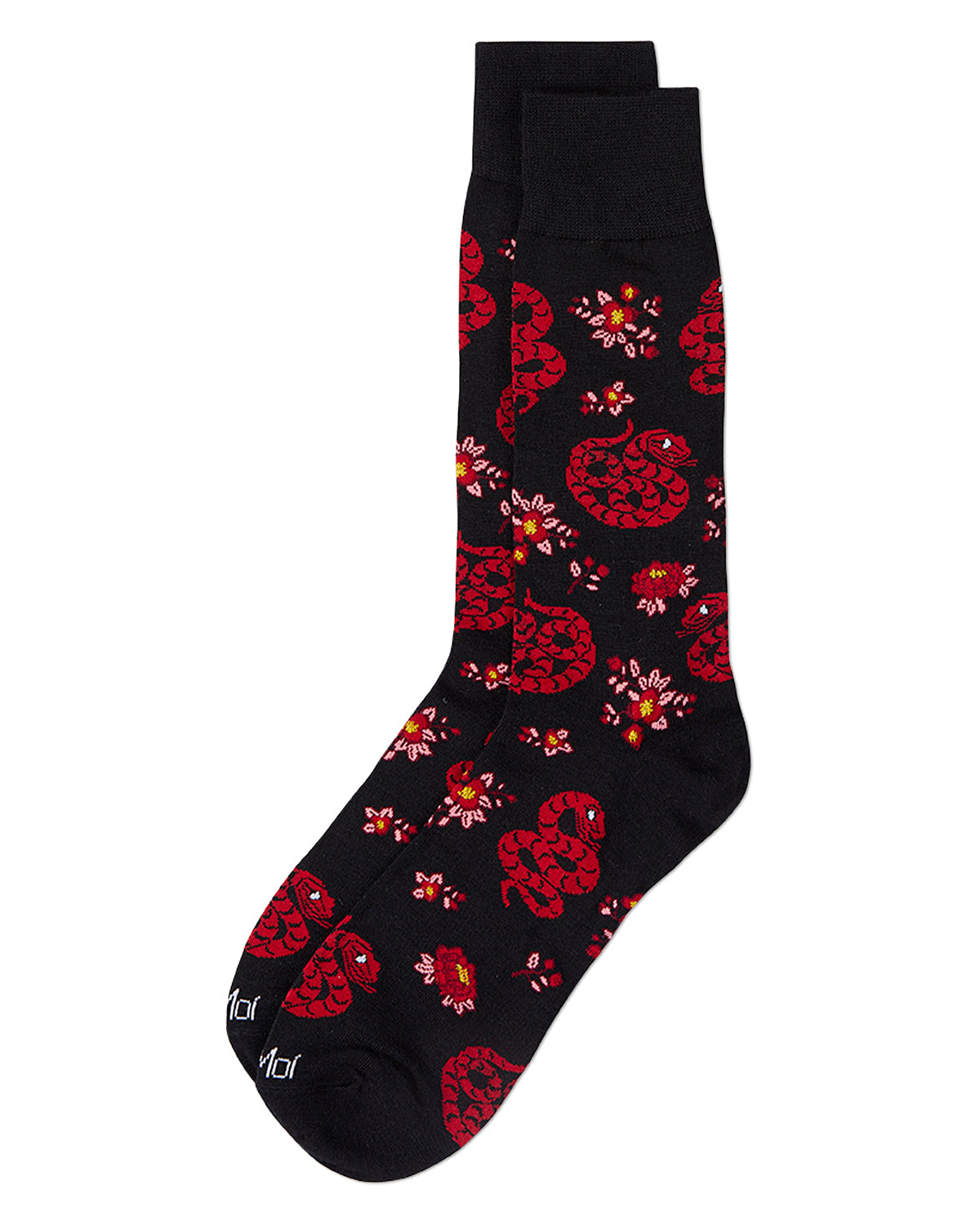 Men's Snake-Themed Rayon Blend Novelty Crew Sock : Color: Black