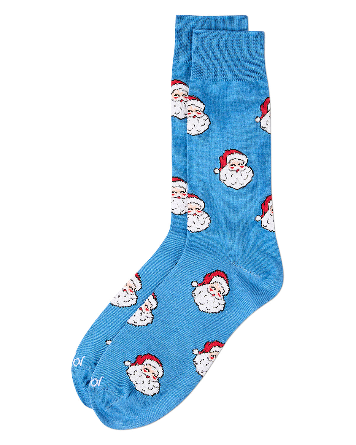 Men's "Retro Santa" Christmas Holiday Novelty Crew Sock : Color: Blue Grotto