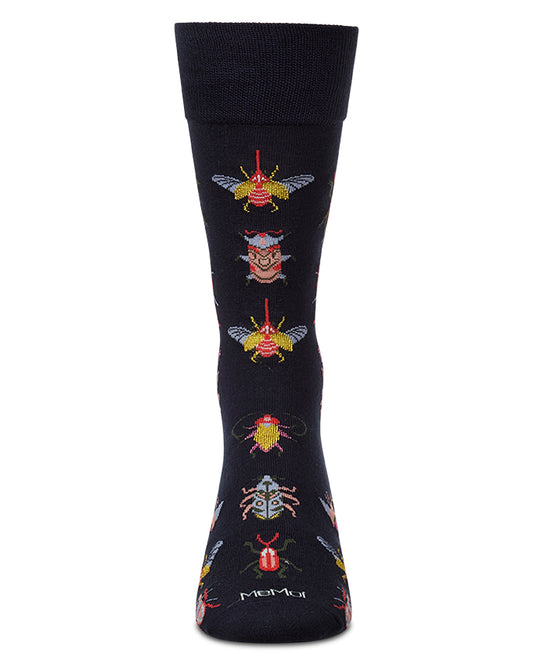 Men's "Bug Family" Rayon-Blend Fine-Gauge Novelty Crew Sock