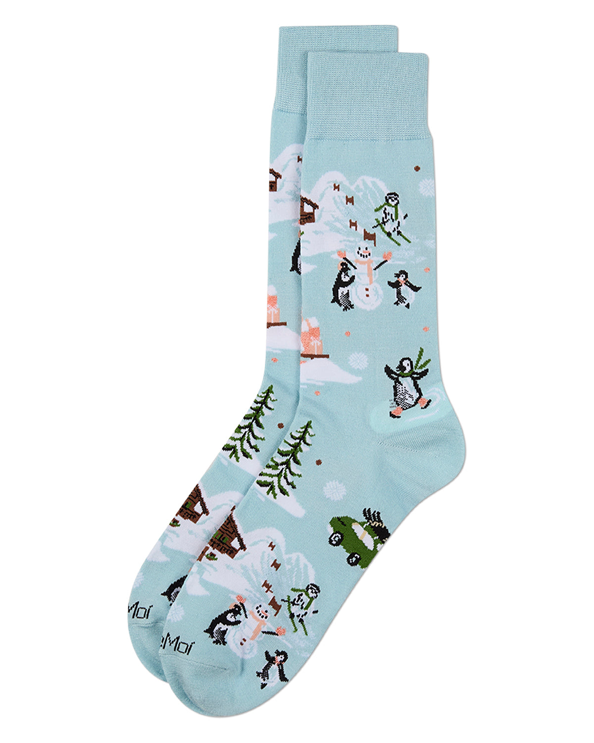 Men's "Winter Wonder" Rayon-Blend Fine-Gauge Novelty Crew Sock