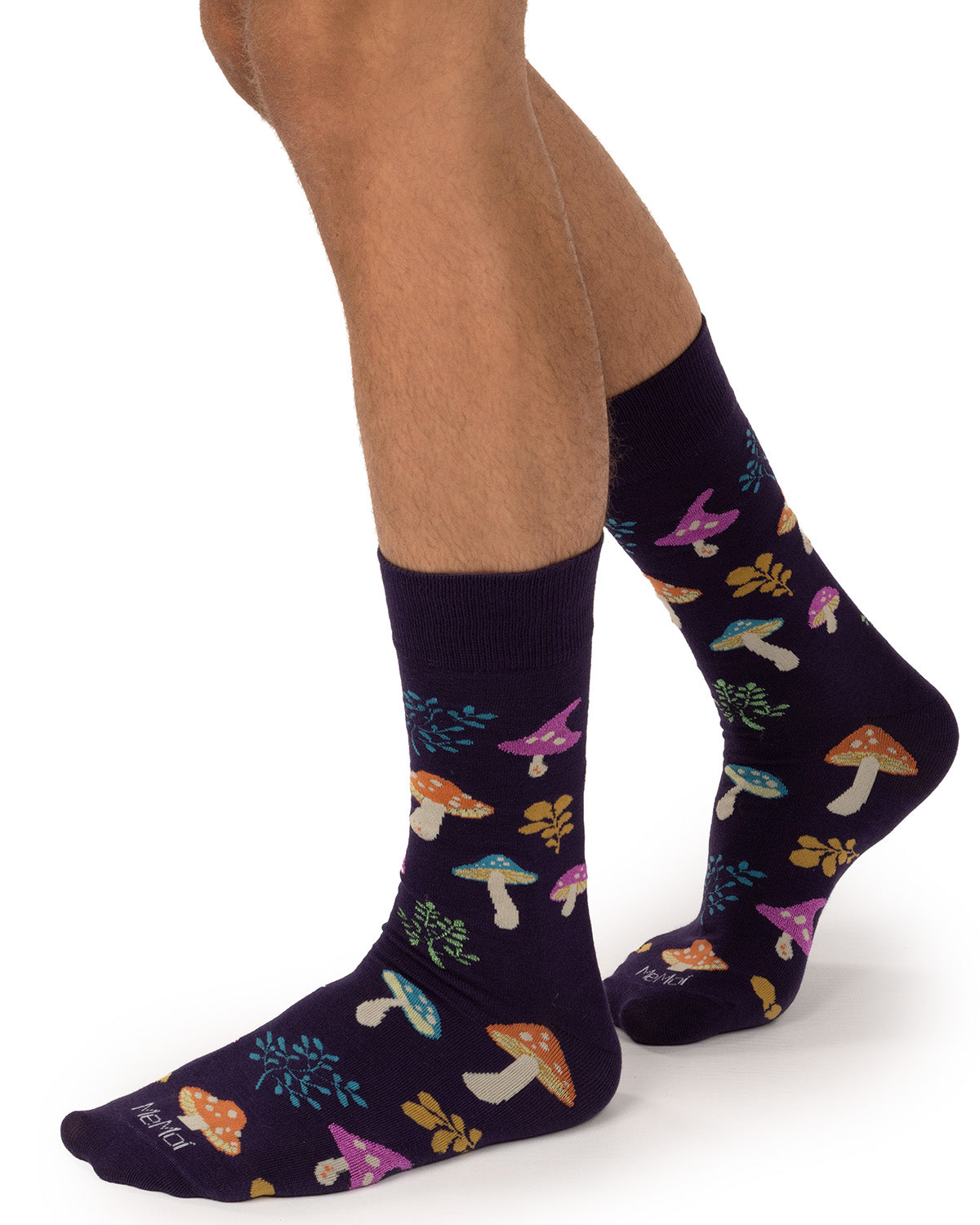 Men's "Wild Mushrooms" Rayon-Blend Fine-Gauge Crew Sock