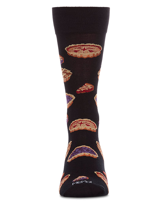 Men's "Pies" Rayon-Blend Fine-Gauge Novelty Crew Sock