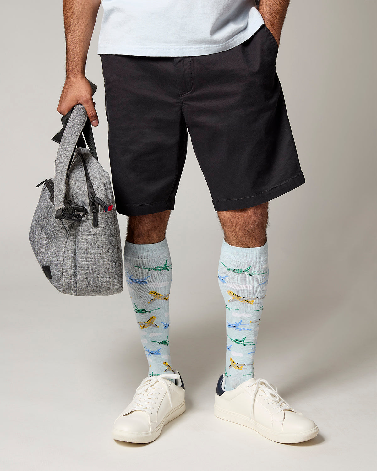 Airplanes Bamboo Blend 8-15 mmHg Graduated Compression Socks : Color: Light Blue