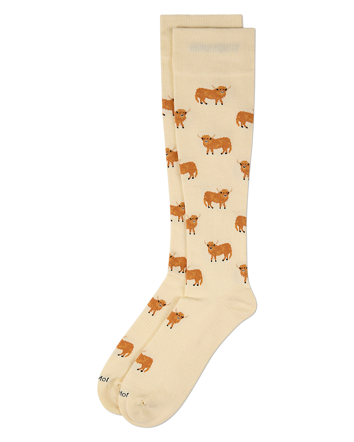 Men's "Highland Cow" Rayon-Blend Mild Compression Novelty Knee Sock