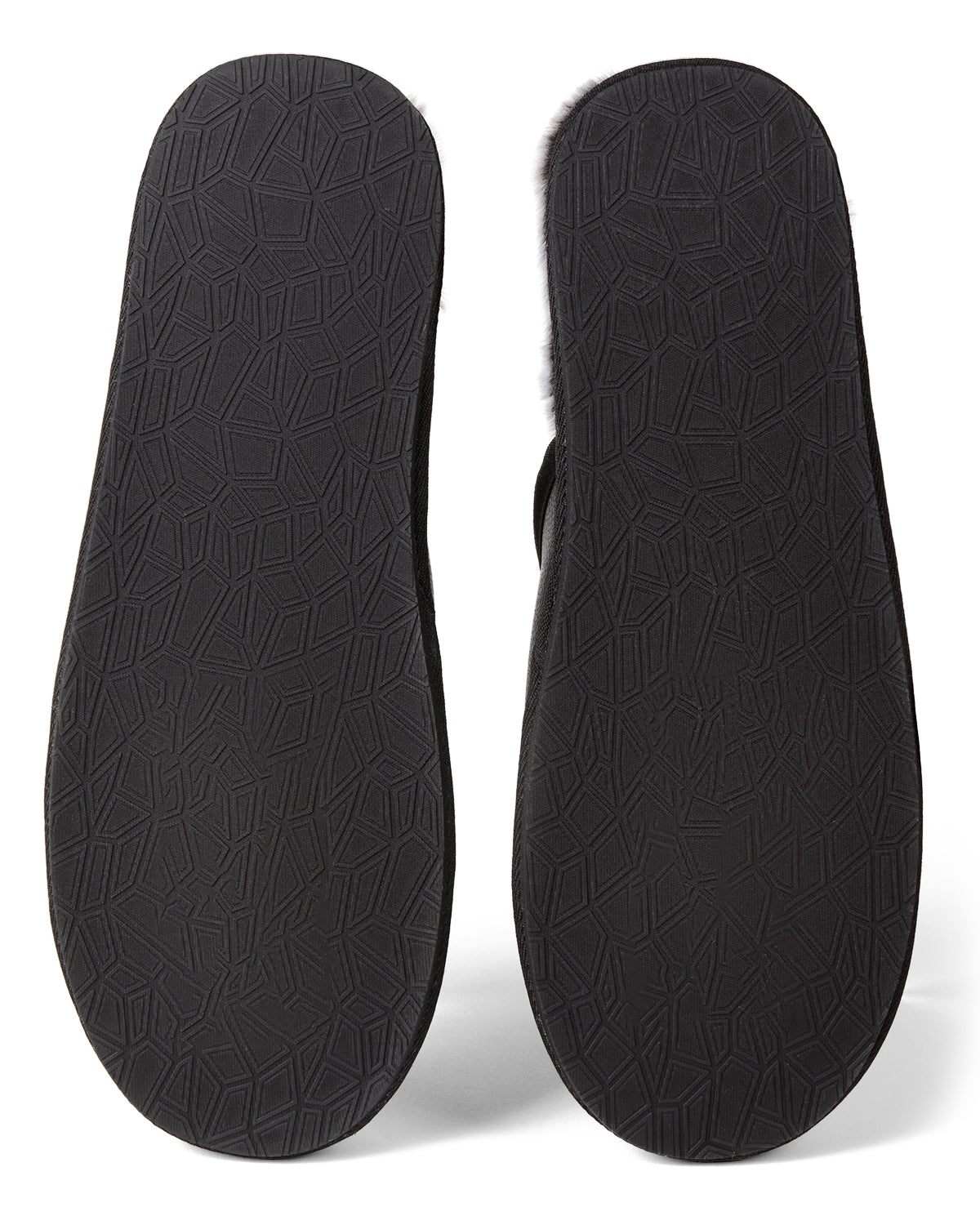 Vegan Leather Men's Plush Slipper : Color: Black