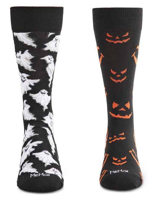 Men's 2 Pair Pack Novelty Halloween Crew Socks : Color: Black-Black