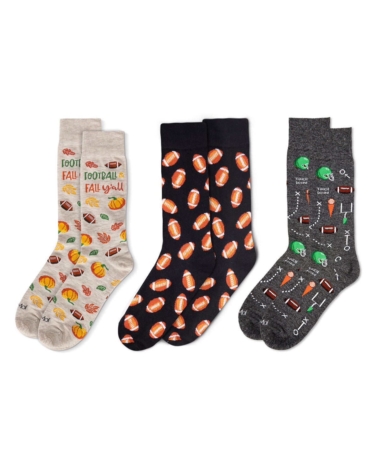 Men's 3 Pair Pack Novelty Sports Crew Socks : Color: Black