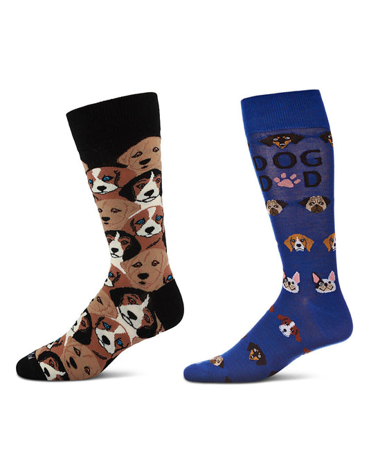 Men's 2 Pair Pack Novelty Animal Crew Socks : Color: Gray