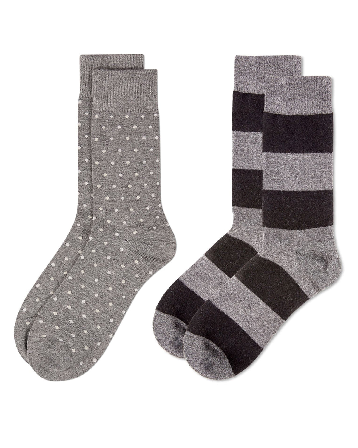 2 Pair Men's Cashmere-Blend Luxuriously Soft Fine-Gauge Crew Socks