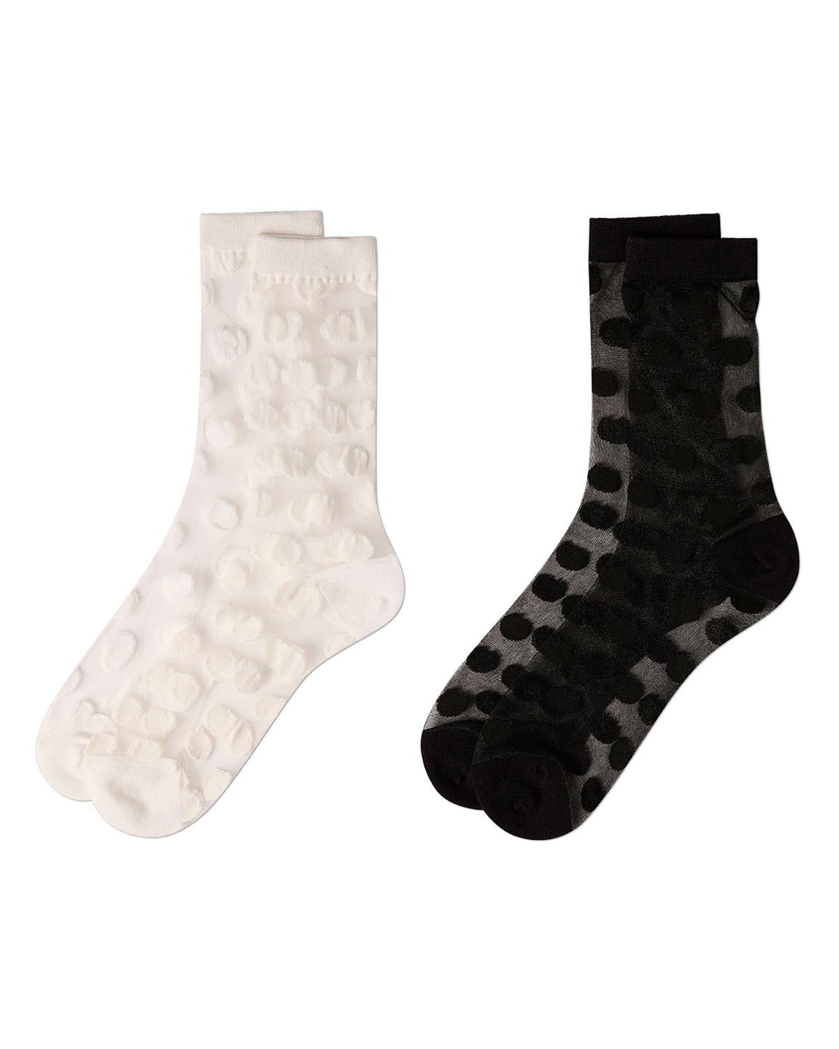2 Pair Women's Sheer Cotton-Rich Polka Dot Crew Socks