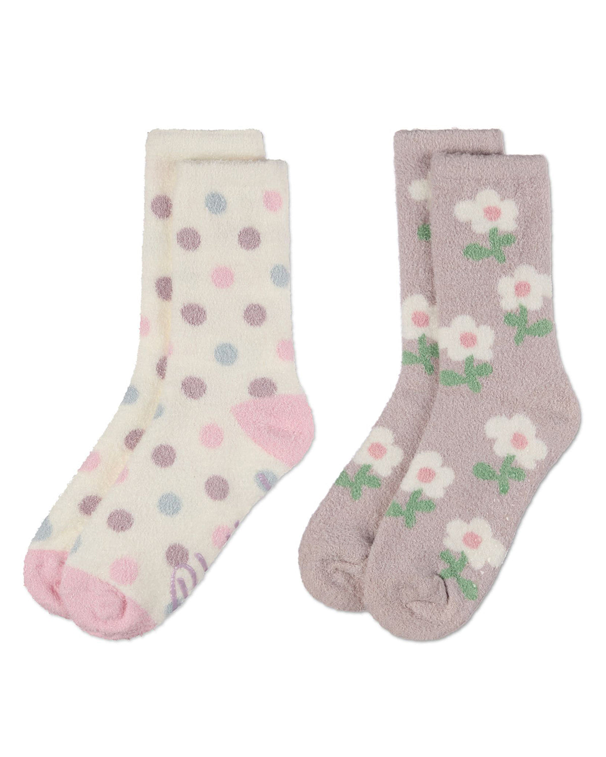 Women's 2 Pair Pack Aloe Infused Non-Skid Spa Socks : Color: Ivory