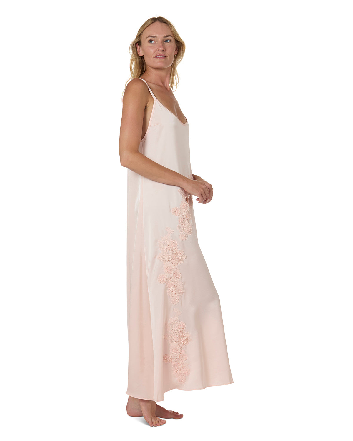 Women's Asymmetrical Slip Dress : Color: Pale Blush