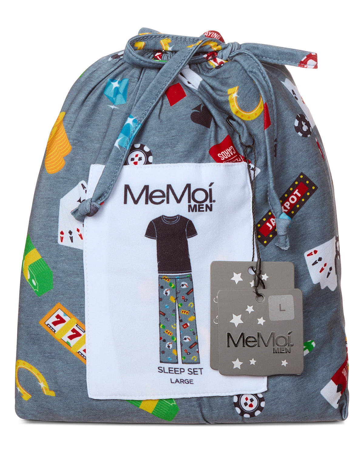 Men's Deal Me In Two Piece PJ Set In A Bag : Color: Med Gray Heather