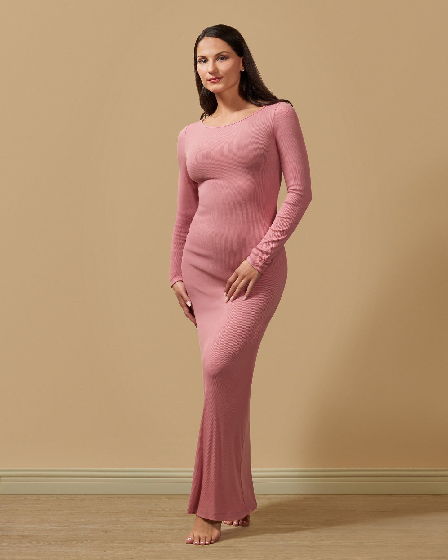 Women's Luxe Ribbed Bamboo Blend Full-Length Nightgown