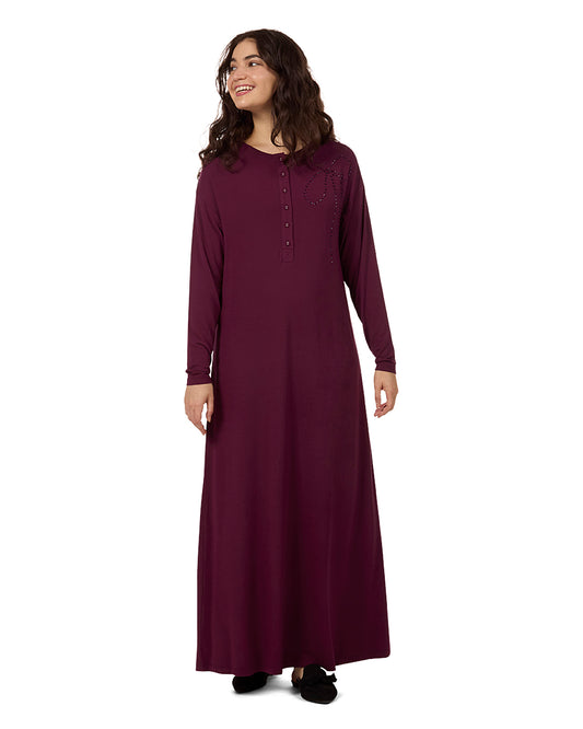 Women's Rhinestone-Bow-Trimmed Modal Blend Nightgown
