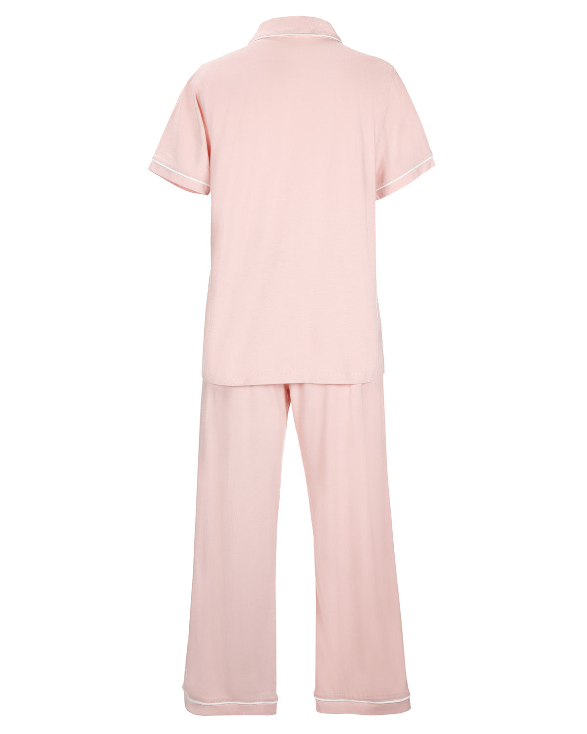 Women's Notch Collar Capri Cotton Blend Pajama Set : Color: Misty Rose
