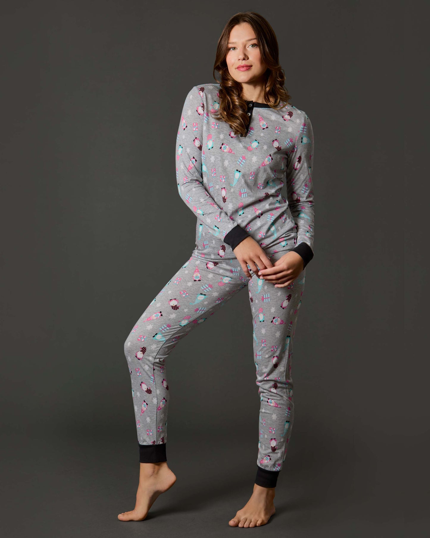 Women's Holiday Gnomes Two-Piece PJ Set in a Bag