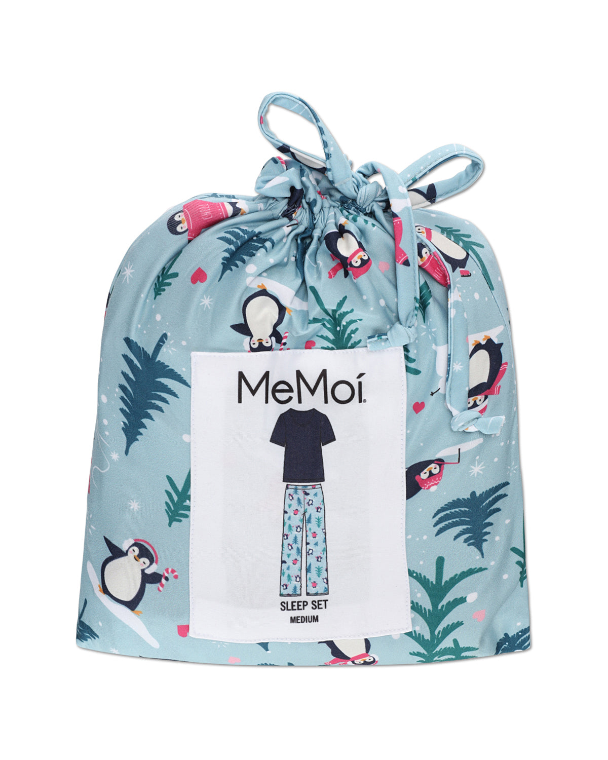 Women's Winter Penguin Two Piece PJ Set in a Bag : Color: Blue Frost