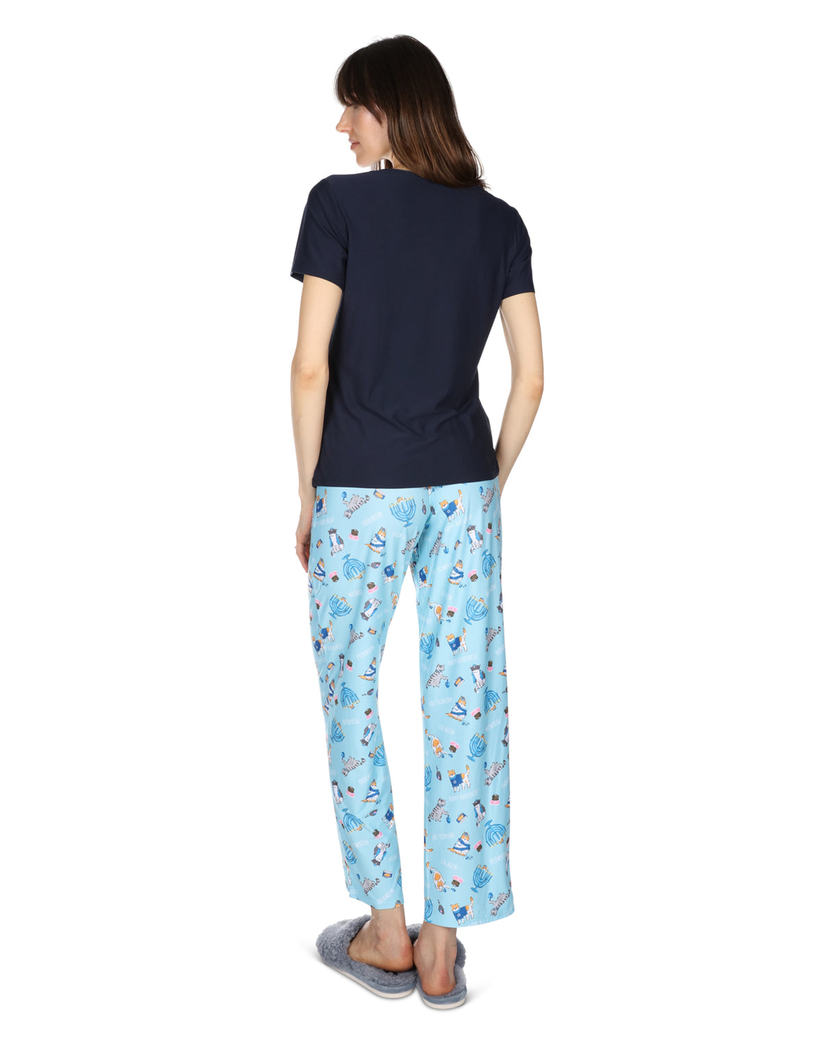 Women's Hanukcat Two-Piece PJ Set in a Bag : Color: Blue Frost