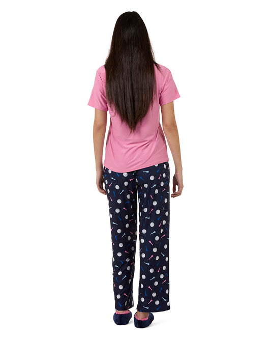 Women's Tee-Time 2 Piece PJ Set In A Bag : Color: Navy