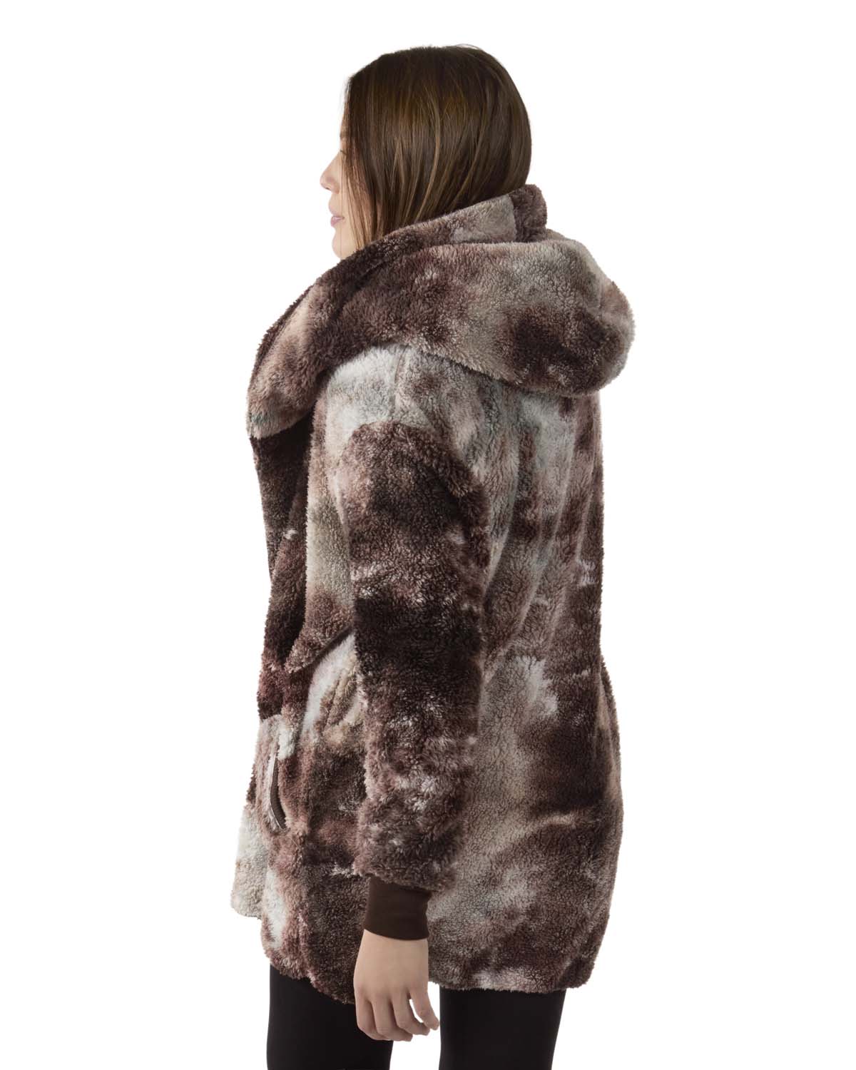 Women's Tie Dye Plush Hooded Cardigan Sweater