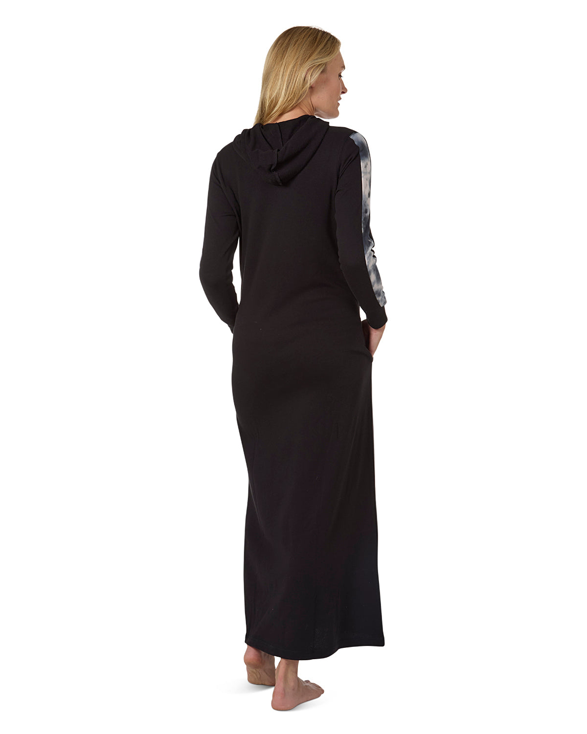 Women's Cotton Blend French Terry Ankle-Length Zip Robe : Color: Black