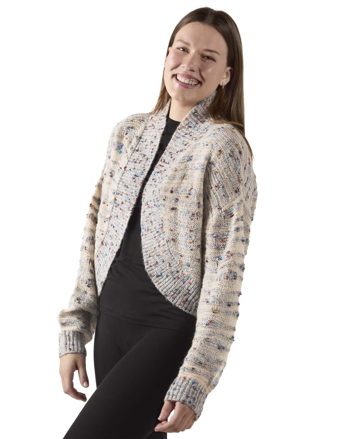 Women's Lightweight Multicolor Confetti Sweater Knit Shrug
