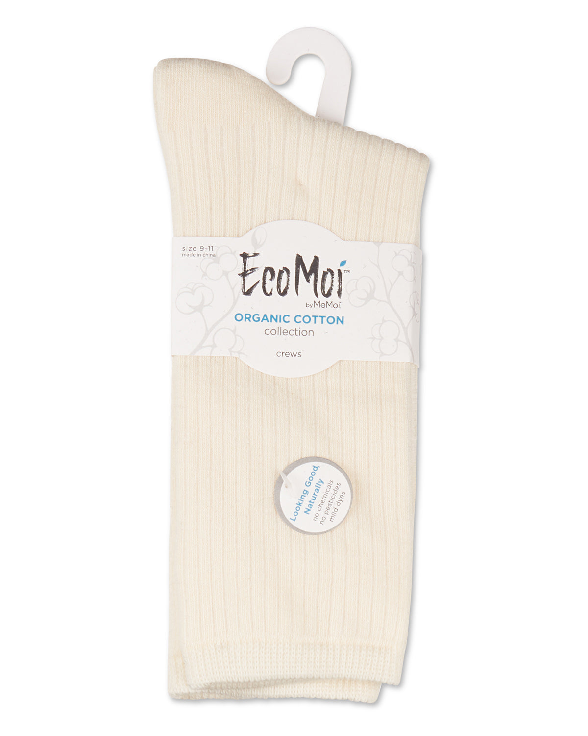 Women's Organic Cotton Flat Knit Breathable Crew Sock : Color: Black