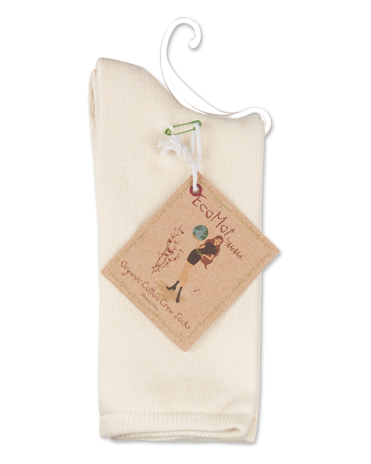 Women's Organic Cotton Basic Flat Knit Crew Sock : Color: Cauliflower