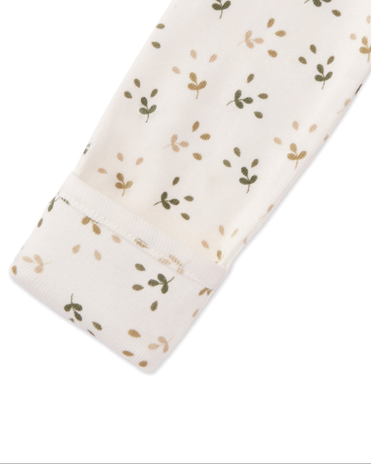 Ribbed Tossed Leaf Footie : Color: Winter White