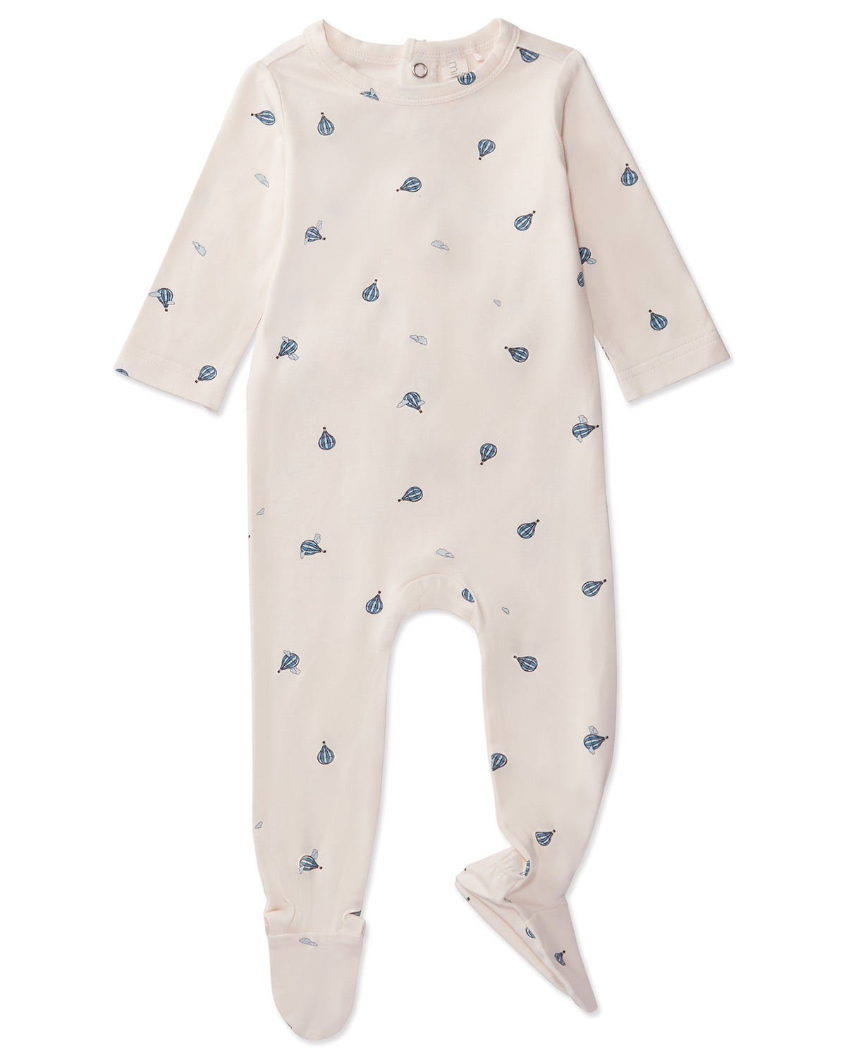 Baby and Toddler Boys "Hot Air Balloon" Rayon from Bamboo Blend Footie : Color: Winter White