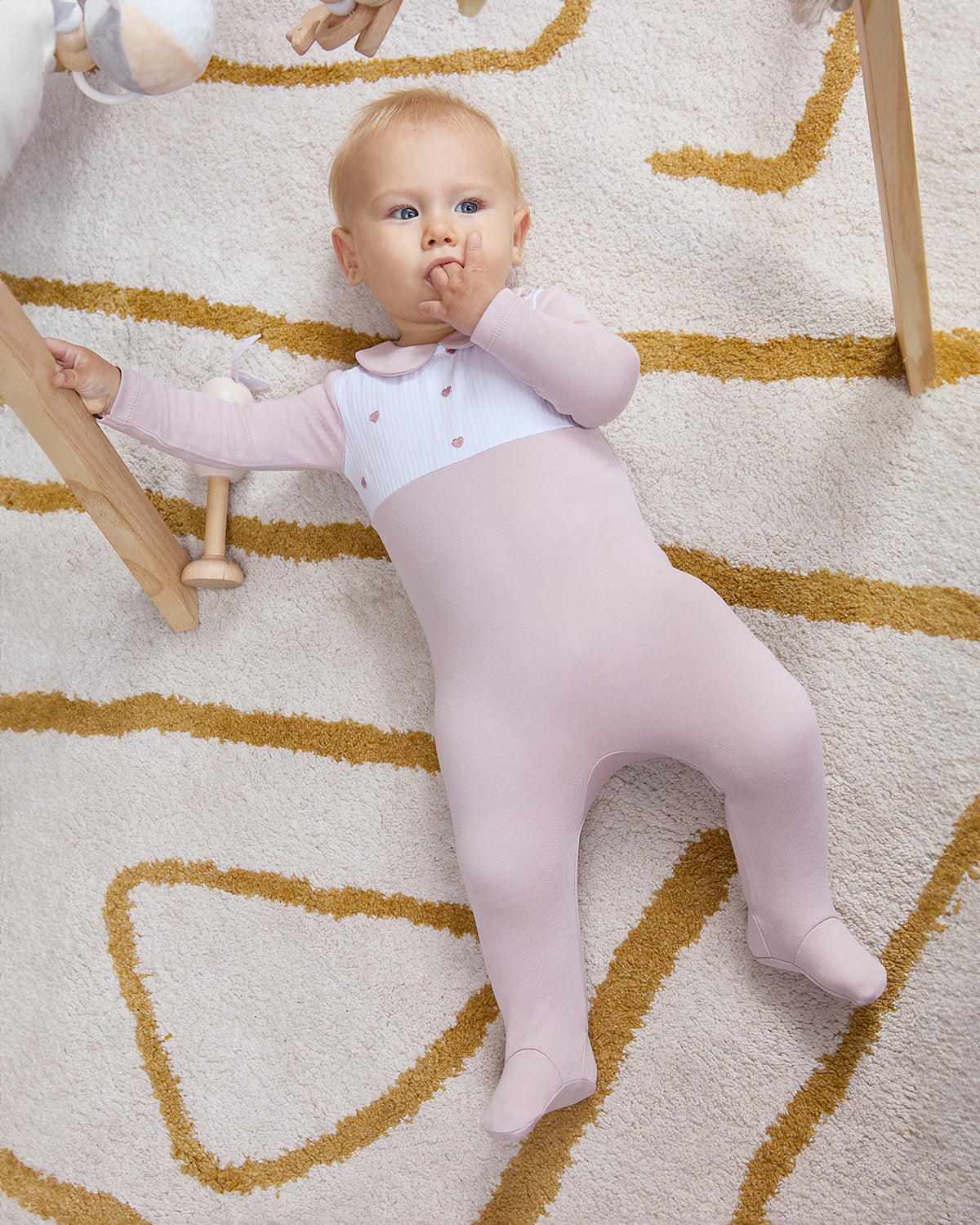Baby Girls Petite Hearts Pintuck Cotton Footie : Color: Lilac