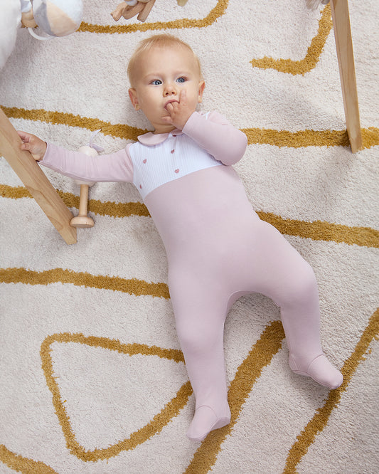 Baby Girls Petite Hearts Pintuck Cotton Footie : Color: Lilac