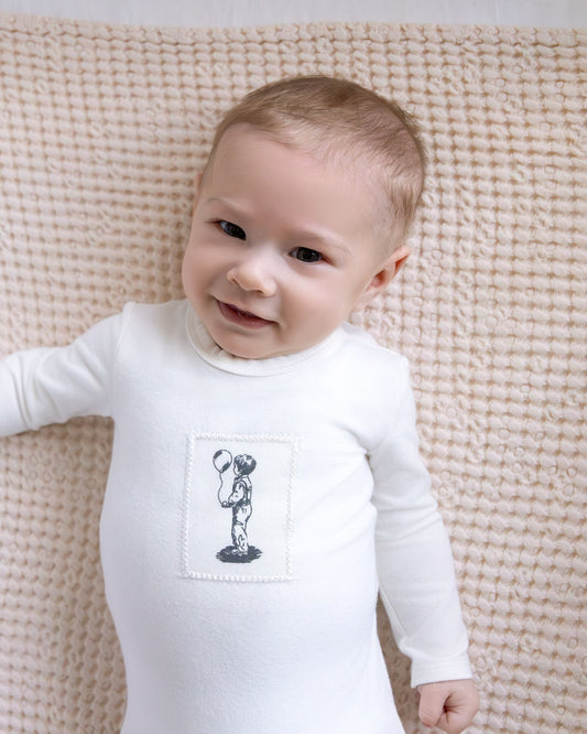 Baby Boys "The Little Boy And His Balloon" Cotton Rich Footie