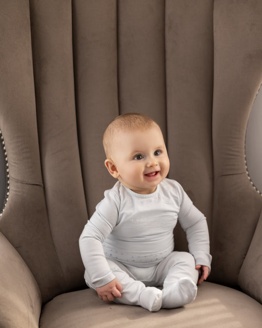 Baby and Toddler Boys "Small Dots" Cotton Rich Double Layer Footie