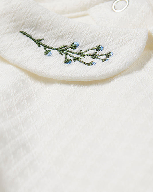 Baby Unisex "Blue Buds Sweetest Bloom" Cotton/Rayon Embroidered Footie
