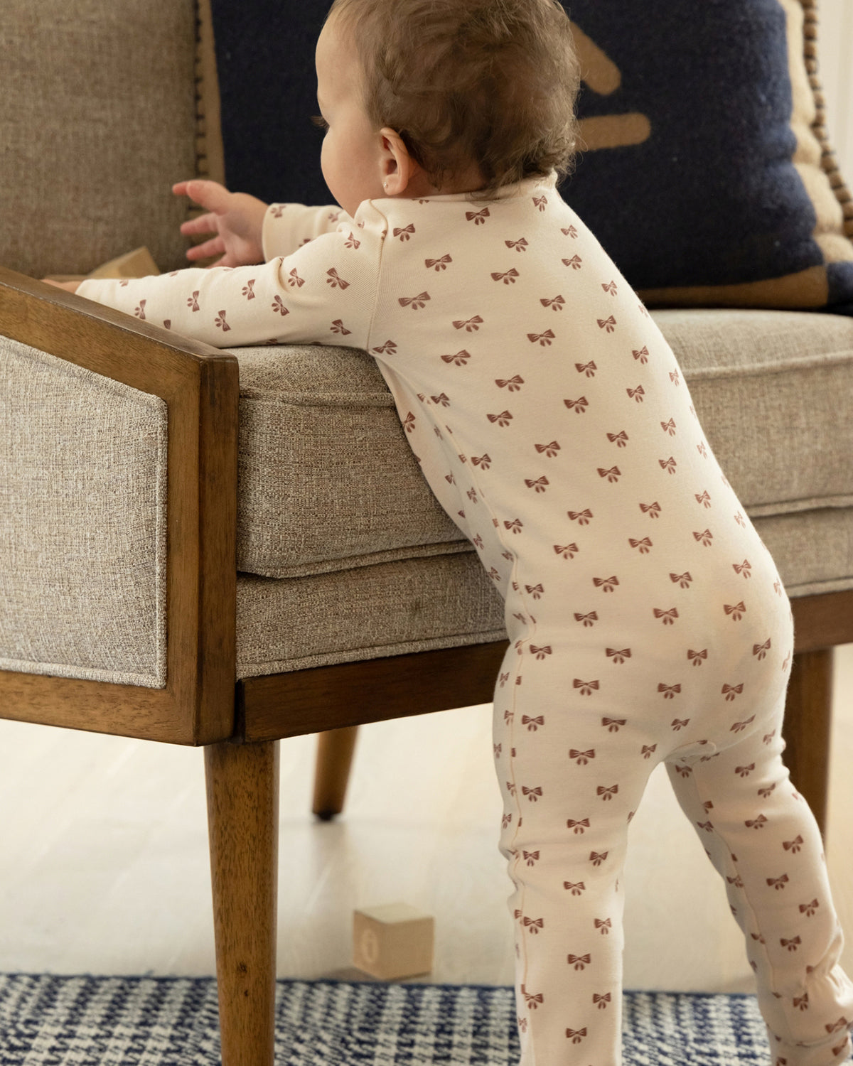 Baby and Toddler Girls "Princess Bows" Cotton Rich Side-Snap Footie : Color: Ash Rose