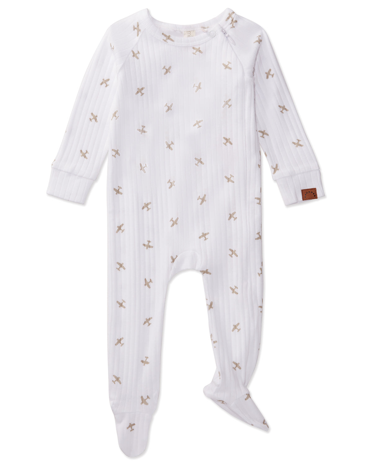 Baby and Toddler Boys "Airplane" Ribbed Cotton Rich Footie : Color: Winter White