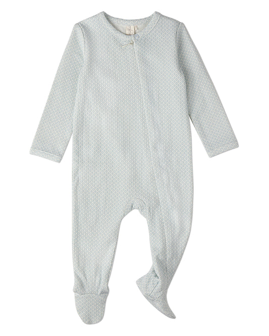 Baby 100% Cotton Knit Zippered Footie with All-Over Abstract Pattern
