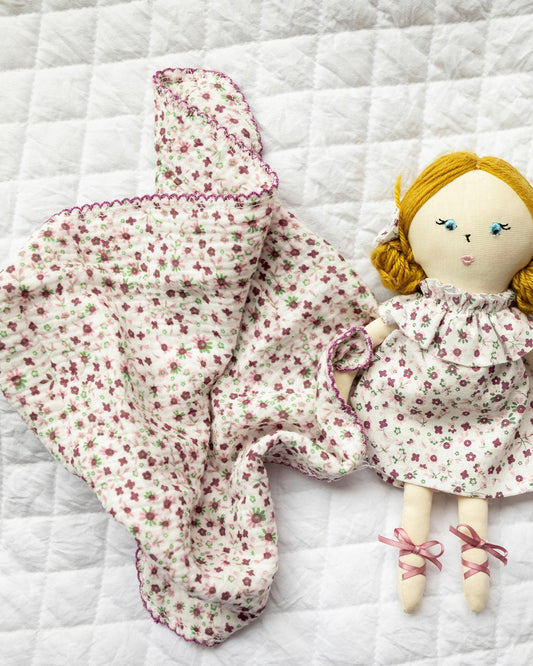 2 Piece "Luna" Mini Rag Doll and Security Blanket Set : Color: Winter White