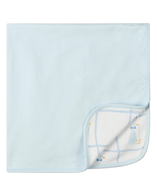 Baby Boys "Sitting Goose" Cotton-Rich 2-Sided Swaddle Blanket